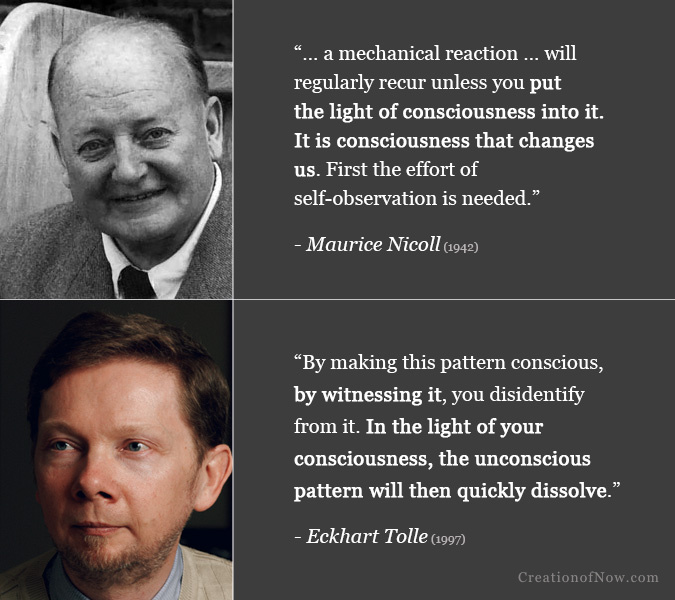 Maurice Nicoll and Eckhart Tolle quotes about how consciousness can change us