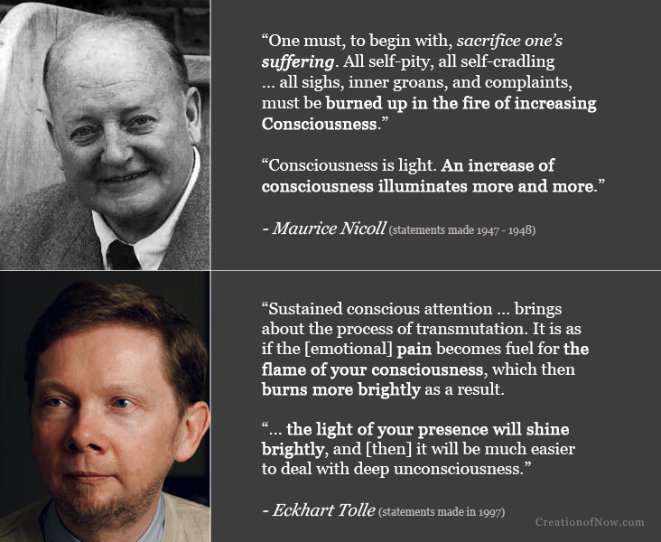 Maurice Nicoll and Eckhart Tolle quotes about the fire of consciousness