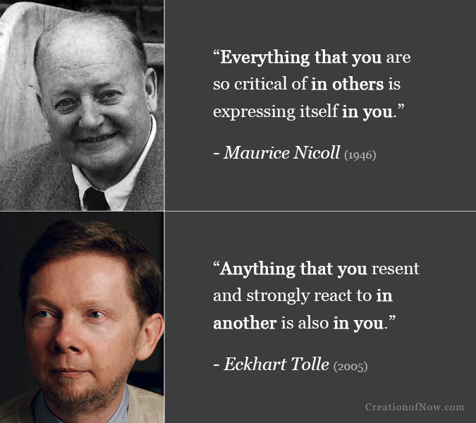 Maurice Nicoll and Eckhart Tolle quotes about the source of being critical of others