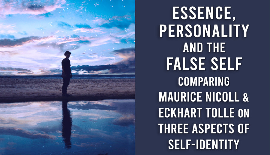 Essence, Personality and the False Self represented by a person, their reflection in water and stars overhead