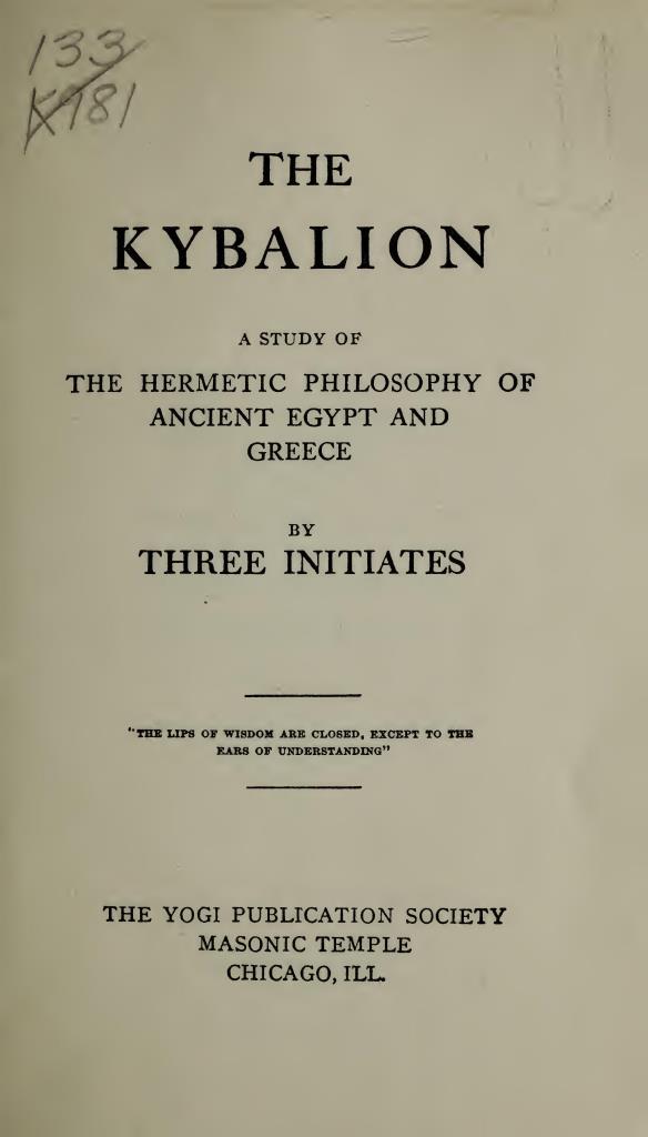 Title page of the Kybalion