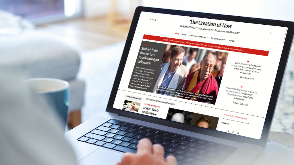 Person browsing the Creation of Now site on a laptop