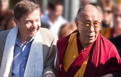Eckhart Tolle is more than a self-help bestseller: he's the biggest independent spiritual teacher in the western world. Here he’s pictured with the Dalai Lama at the Vancouver Peace Summit in 2009.