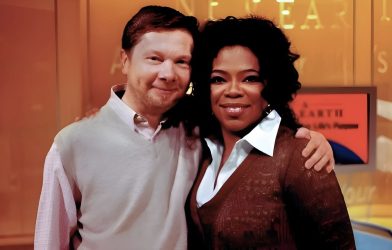 Tolle shot to fame when Oprah Winfrey endorsed his first book in the early 2000s. In 2008 they broadcast a webinar series together watched by millions (pictured). Oprah called him "a prophet for our time."